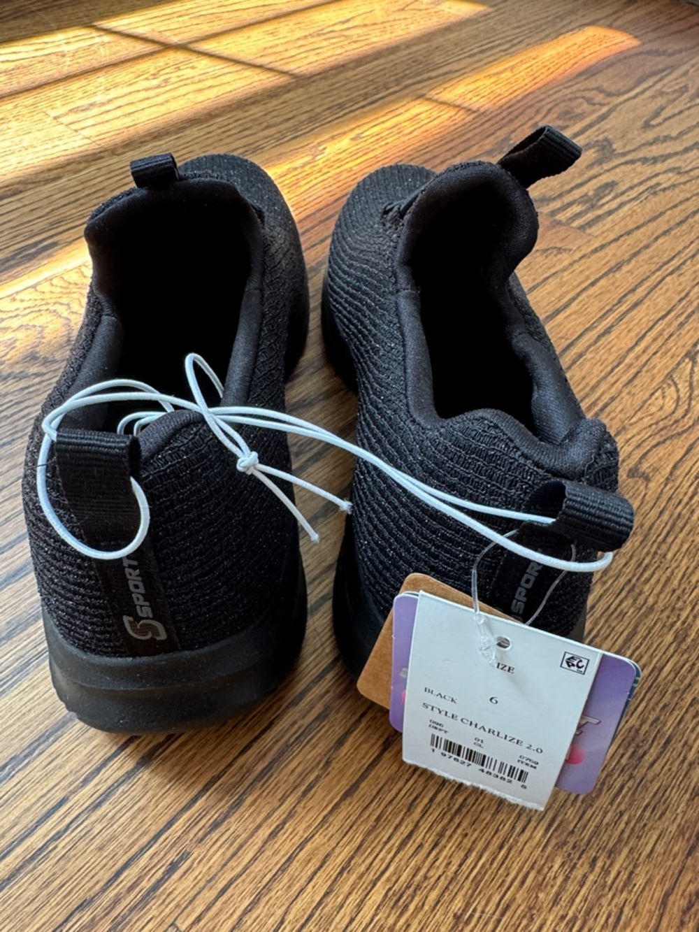 NWT! Skechers Sport Black Knit Slip-On Athletic Shoes with memory foam size 6 - Picture 3 of 8